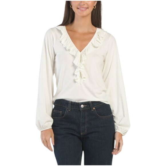 NATION Pima Cotton Giorgio Flounce Top - Picture 1 of 2